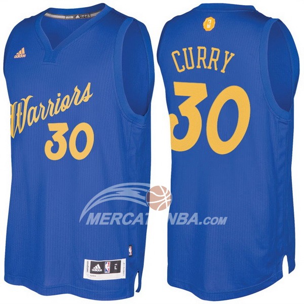 Maglia NBA Autentico Navidad Golden State Warriors Curry 2016-17 Azul
